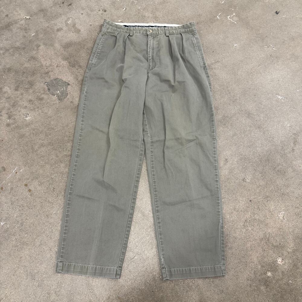 Vintage Polo Ralph Lauren Andrew Pleated Chino Pants Light Olive 33x30